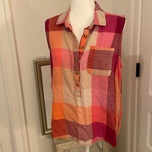 Madras plaid sleeveless top